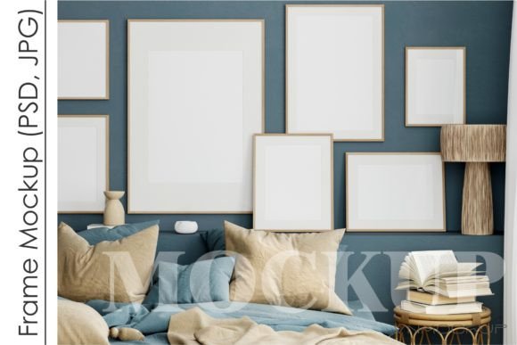 Download Gallery Wall Mockup in Bedroom Interior - Bedroom interior Collection