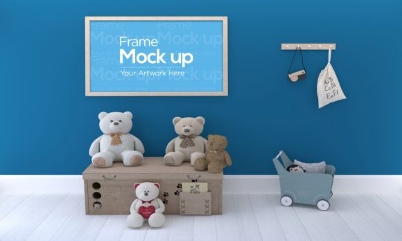Download Kids Photo Frame Mockup with Teddy Bear - Photo frame mockup Collection