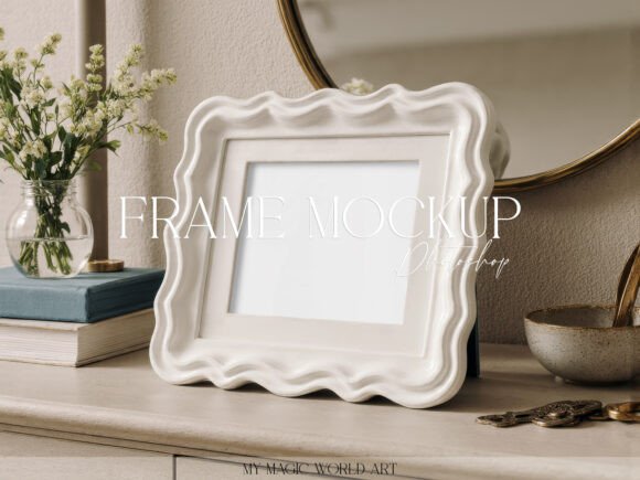 Download White Wavy Photo Frame Mockup - Photo frame mockup Collection