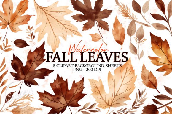 Download Watercolor Dark Fall Leaves Background - Premium Resources