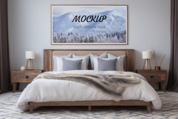 Download Frame Wall Mockup. Bedroom Interior - Bedroom interior Collection