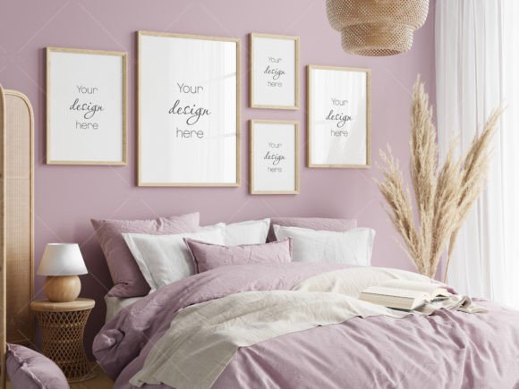 Download Gallery Wall Mockup in Bedroom Interior - Bedroom interior Collection