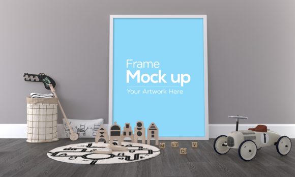 Download Kids Photo Frame Mockup Laying on Floor - Photo frame mockup Collection
