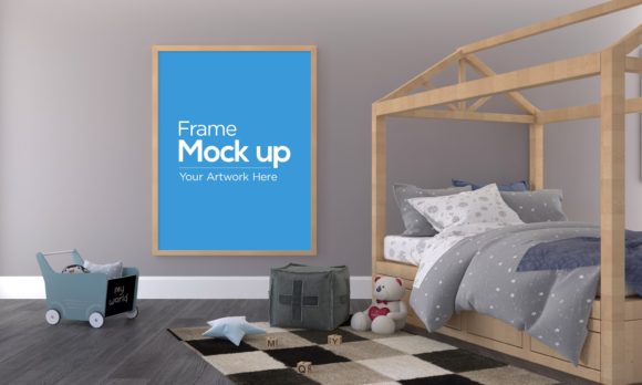 Download Kids Photo Frame Mockup in Bedroom - Photo frame mockup Collection